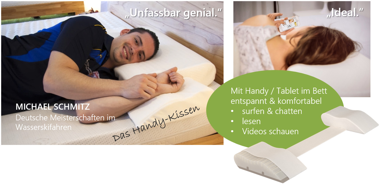 Seitkissen - für den Gebrauch von Handy und Tablet im Bett